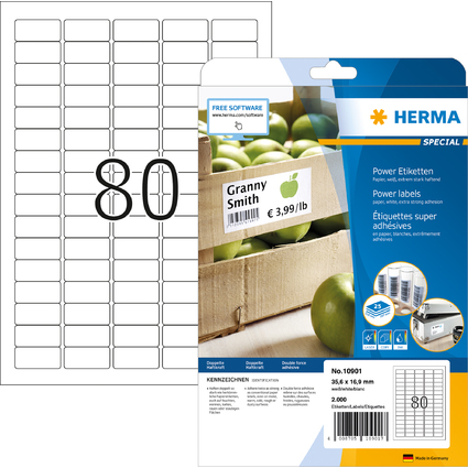 HERMA Power Etiketten SPECIAL, 35,6 x 16,9 mm, wei