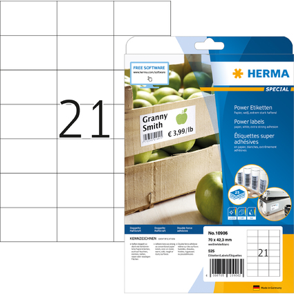 HERMA Power Etiketten SPECIAL, 70 x 42,3 mm, wei