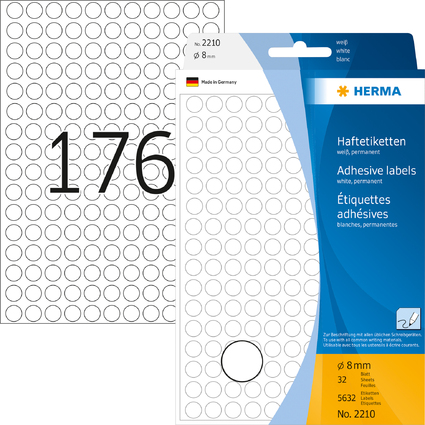 HERMA Markierungspunkte, Durchmesser: 8 mm, wei,