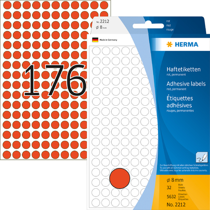 HERMA Markierungspunkte, Durchmesser: 8 mm, rot