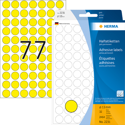 HERMA Markierungspunkte, Durchmesser: 13 mm, gelb