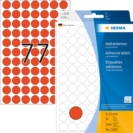 HERMA Markierungspunkte, Durchmesser: 13 mm, rot