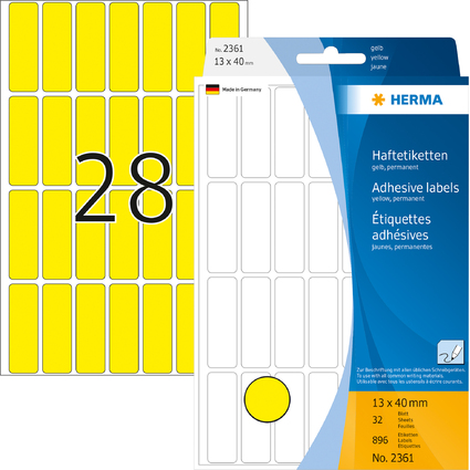 HERMA Vielzweck-Etiketten, 13 x 40 mm, gelb, Gropackung