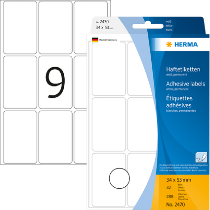 <small>HERMA Vielzweck-Etiketten 34 x 53 mm weiß Großpackung (2470)</small>