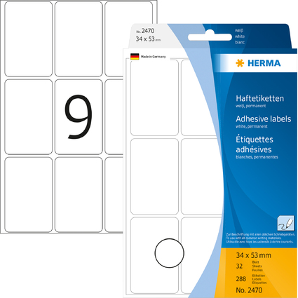 HERMA Vielzweck-Etiketten, 34 x 53 mm, wei, Gropackung