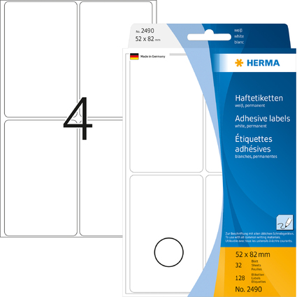 HERMA Vielzweck-Etiketten, 52 x 82 mm, wei, Gropackung