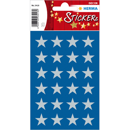 HERMA Weihnachts-Sticker DECOR "Sterne", 15 mm, silber
