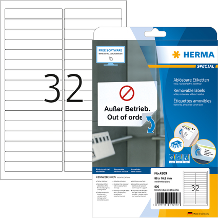 HERMA Universal-Etiketten SPECIAL, 96 x 16,9 mm, wei