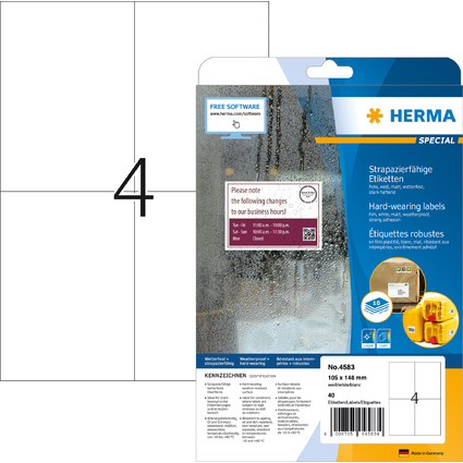 HERMA Folien-Etiketten SPECIAL, 105 x 148 mm, wei