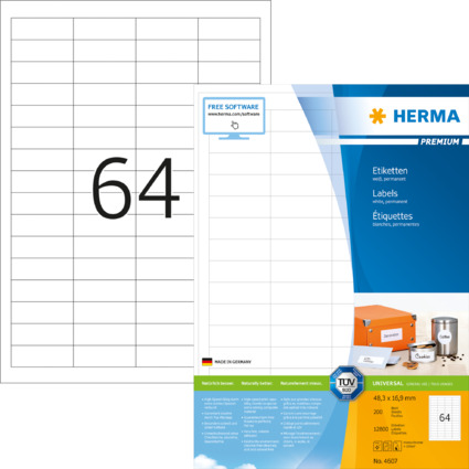 HERMA Universal-Etiketten PREMIUM, 48,3 x 16,9 mm, wei