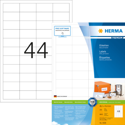 HERMA Universal-Etiketten PREMIUM, 48,3 x 25,4 mm, wei