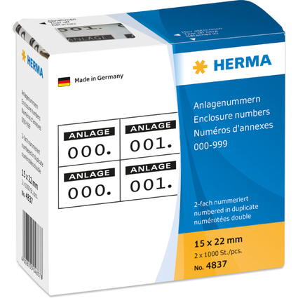 HERMA Anlagenummern, 15 x 22 mm, selbstklebend, schwarz