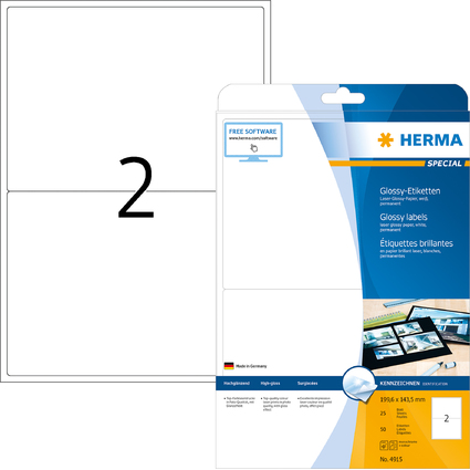 HERMA Hochglanz-Etiketten SPECIAL, 199,6 x 143,5 mm, wei