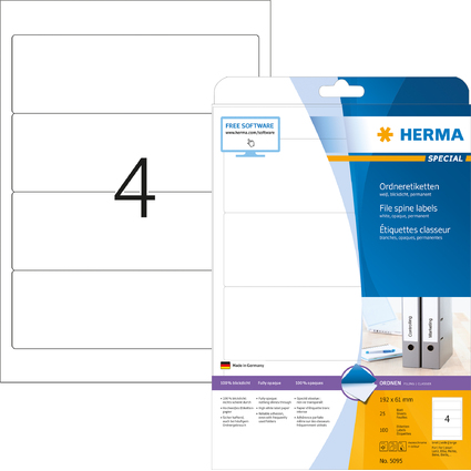 HERMA Ordnerrcken-Etiketten SPECIAL, 192 x 61 mm, wei