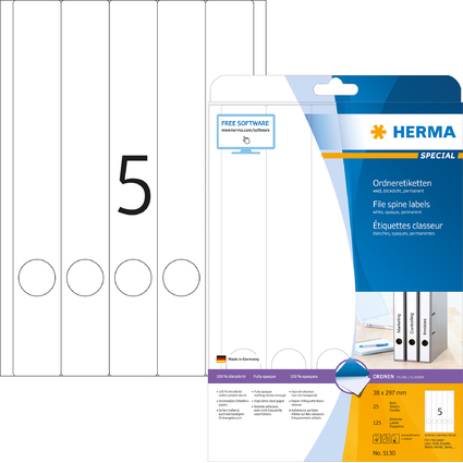 HERMA Ordnerrcken-Etiketten SPECIAL, 297 x 38 mm, wei