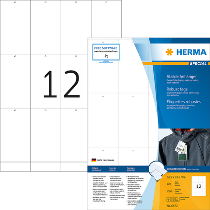 HERMA Warenanhnger SPECIAL, 93,5 x 52,5 mm, wei