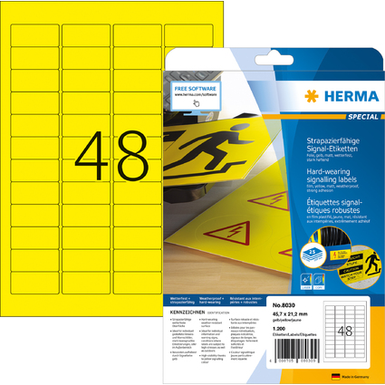HERMA Signal-Etiketten SPECIAL, 45,7 x 21,2 mm, gelb