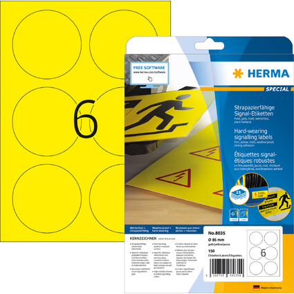 HERMA Signal-Etiketten SPECIAL, Durchmesser: 85 mm, gelb