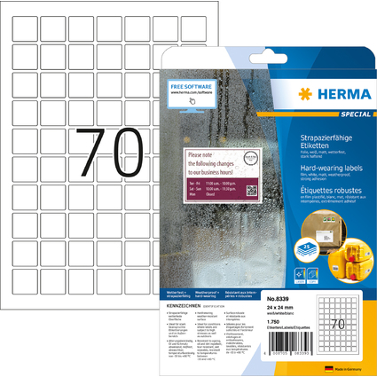 HERMA Folien Etiketten SPECIAL 24 x 24 mm weiß 1.750 Etiketten 