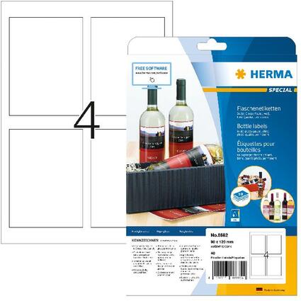 HERMA Flaschen-Etiketten SPECIAL, 90 x 120 mm, wei