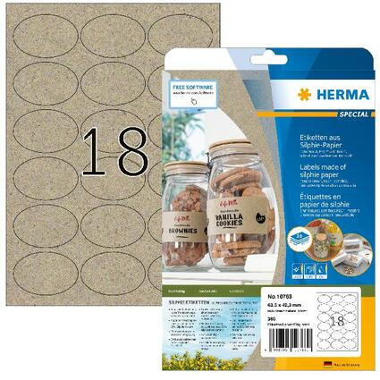 HERMA Etiketten aus Silphie-Papier, 63,5 x 42,3 mm, oval