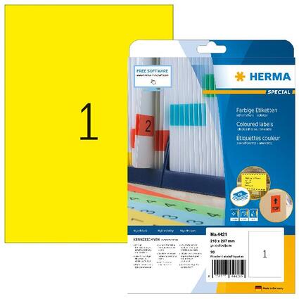 HERMA Universal-Etiketten SPECIAL, 210 x 297 mm, gelb