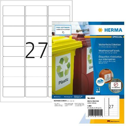 HERMA Inkjet Folien-Etiketten, 63,5 x 29,6 mm, wei