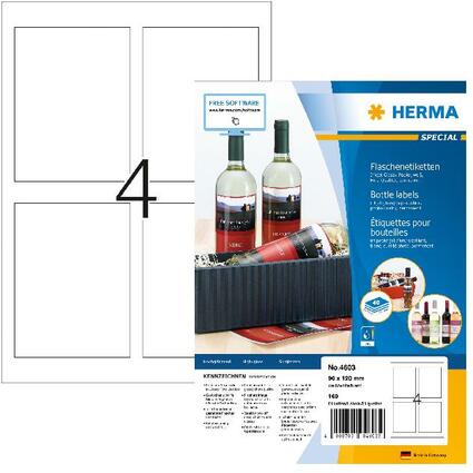 HERMA Flaschen-Etiketten SPECIAL, 90 x 120 mm, wei