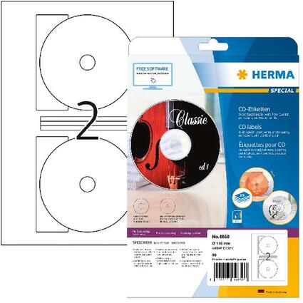 HERMA Inkjet CD/DVD-Etiketten SPECIAL Maxi, Durchm: 116 mm