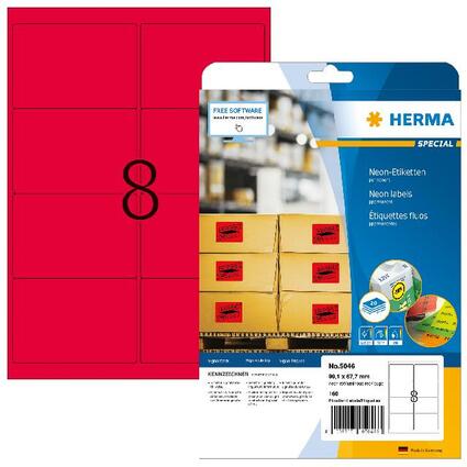 HERMA Universal-Etiketten SPECIAL, 99,1 x 67,7 mm, neon-rot