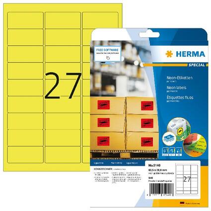 HERMA Universal-Etiketten SPECIAL, 63,5 x 29,6 mm, neon-gelb