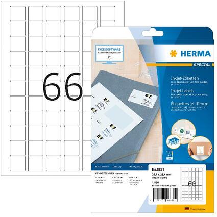 HERMA Inkjet-Etiketten SPECIAL, 25,4 x 25,4 mm, wei