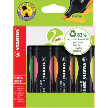 STABILO Textmarker GREEN BOSS, 4er Kartonetui