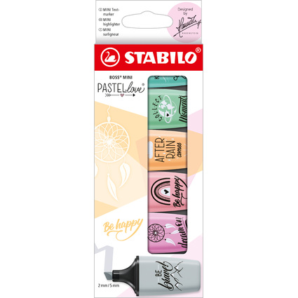 STABILO Textmarker BOSS MINI Pastellove 2.0, 6er Karton-Etui