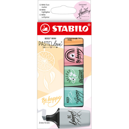 STABILO Textmarker BOSS MINI Pastellove 2.0, 5er Karton-Etui