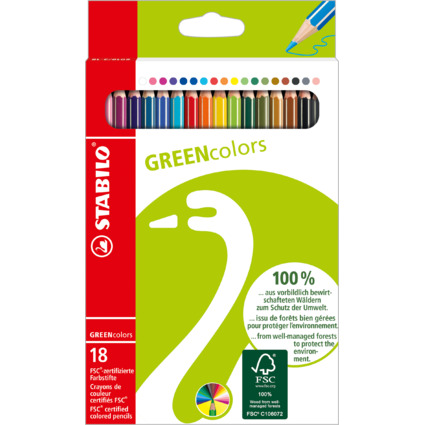 STABILO Buntstifte GREENcolors, 18er Kartonetui