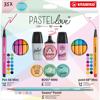 STABILO Stifte-Set Mini World Pastellove, 35er Etui