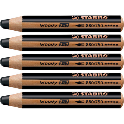 STABILO Multitalentstift woody 3 in 1, rund, schwarz