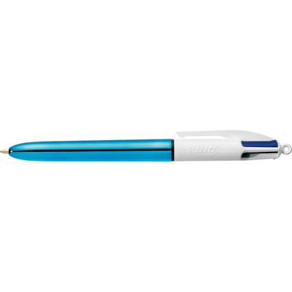 BIC Druckkugelschreiber 4 Colours Shine, 0,32 mm, blau