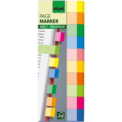 sigel Haftmarker Multicolor, 50 x 15 mm, 500 Blatt