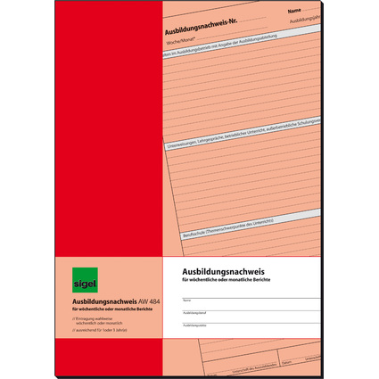 sigel Formularbuch "Ausbildungsnachweis", A4, 28 Blatt