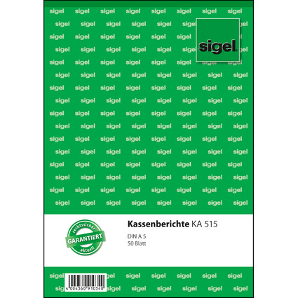 sigel Formularbuch "Kassenbericht", A5, 50 Blatt
