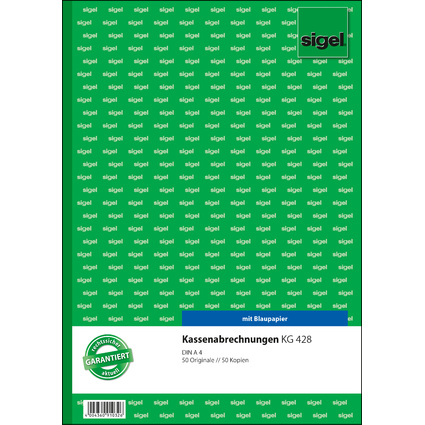 sigel Formularbuch "Kassenabrechnung", A4, 2 x 50 Blatt