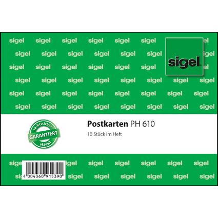 sigel Vordruck "Postkarten", A6 quer, 10 Blatt, im Heft