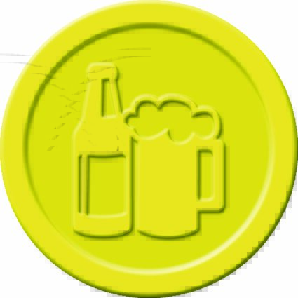sigel Wertmarken "Bier", aus Kunststoff, gelb