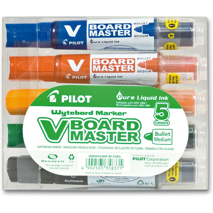 PILOT Whiteboard-Marker V BOARD MASTER, Rundspitze, 5er Etui