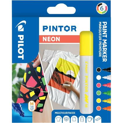 PILOT Pigmentmarker PINTOR, medium, 6er Set "NEON"