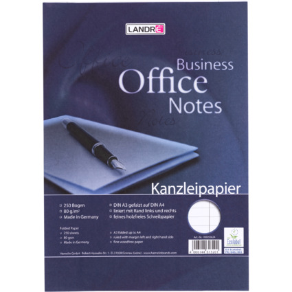 LANDR Kanzleipapier, DIN A3/DIN A4, liniert/Rand