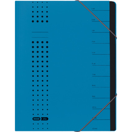 ELBA chic-Ordnungsmappe, A4, blau, mit 12 Fchern, Karton