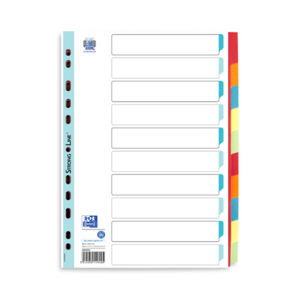 Oxford Karton-Register, blanko, DIN A4, farbig, 10-teilig